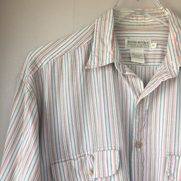 BANANA REPUBLIC Vintage Men’s Striped Button Up M - Picture 1 of 8